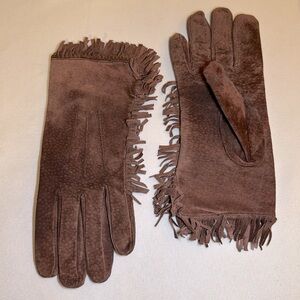 Vintage CAROLINA AMATO Suede Leather Fringe Deep Brown Fully Lined Romania